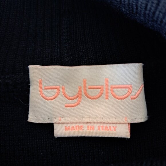 BYBLOS Made in Italy Black Split Collar Wool Pullover Sweater Vintage Size EU 40 - Picture 4 of 14